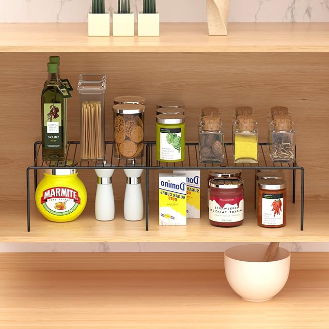 Redrubbit Expandable Shelf Rack, Rustproof Metal Storage Organizer for Kitchen, Fridge, Bathroom, Black - Image 4