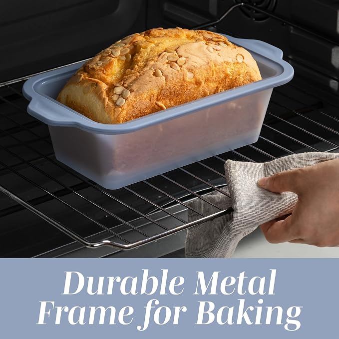 COOK WITH COLOR 17 Pc. Silicone Baking Pan Set - Non-Stick & Easy Clean Silicone Muffin Pans for Baking with Sturdy Metal Frame for Stability, Flexible Cake Molds, Includes Measuring Cups and Spoons - Image 6
