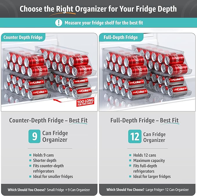 Sorbus Soda Can Organizer for Fridge & Freezer, Stackable with Lid (4 Pack) | BPA-free construction keeps drinks arranged and visible, with easy dispenser access for chilled storage and restocking. - Image 2