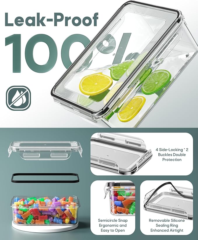 60 PCS Food Storage Containers with Lids Airtight, (30 Lids & 30 Containers) Leak proof Containers Set for Kitchen, Meal Prep, BPA-Free, PVC-Free Plastic, Microwave/Dishwasher Safe, Extra Labels & Pen - Image 3