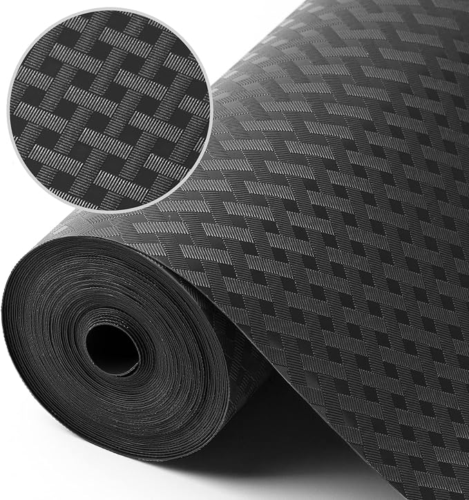 Shelf Liners for Kitchen Cabinets Non Adhensive, Black 11.8"× 59" by StaHom