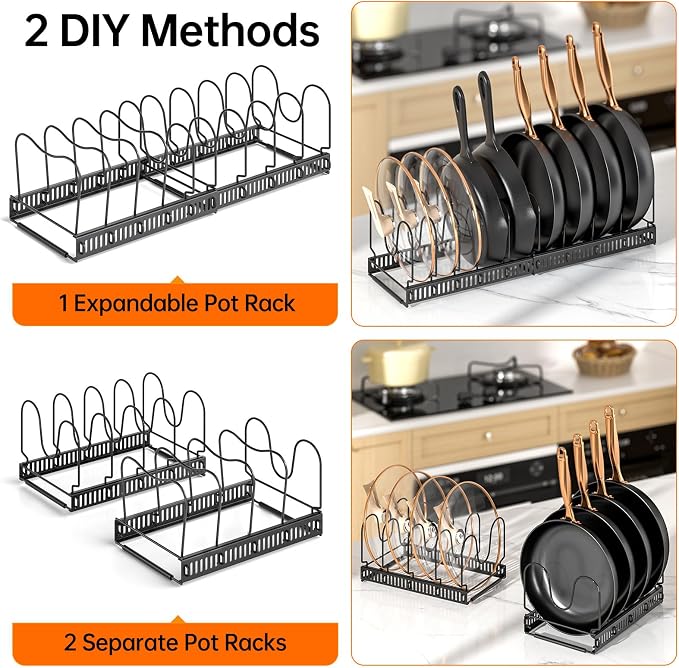 MUDEELA Expandable Pot Pan Lid Organizers inside Cabinet, 10 Divider-Black - Image 5
