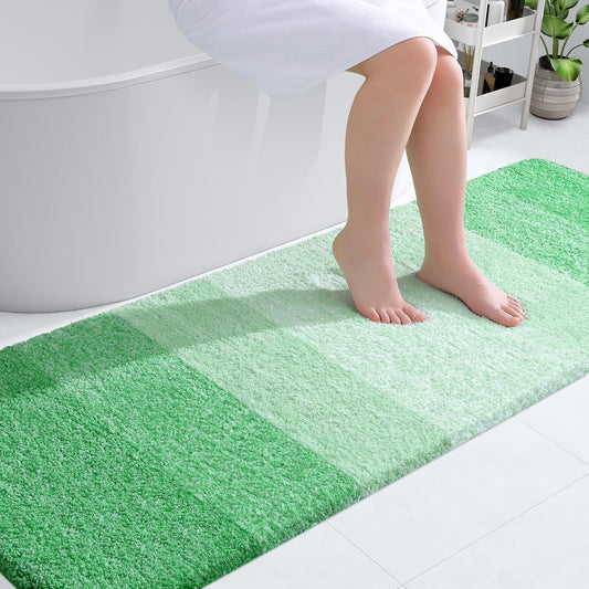 OLANLY Bathroom Runner Rugs 70x24, Extra Soft Absorbent Microfiber Bath Rugs, Rubber Backing, Quick Dry, Machine Washable Bath Mats for Bathroom Floor, Tub and Shower, Home Decor Accessories, Green