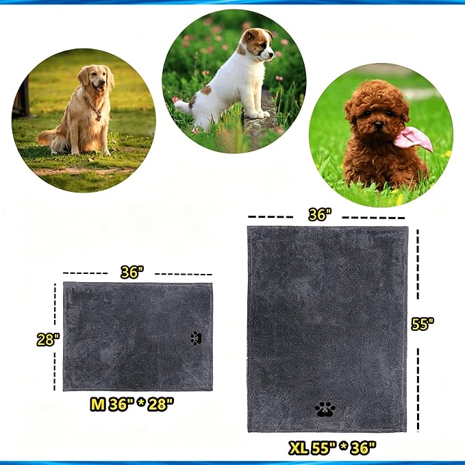 Dogvingpk Dog Towels for Drying Dogs 2 Pack - Super Absorbent Soft Quick Dry Microfiber Pet Bath Towel for Medium & Small Dogs, 36 * 28 Inch Black and Brown - Image 7