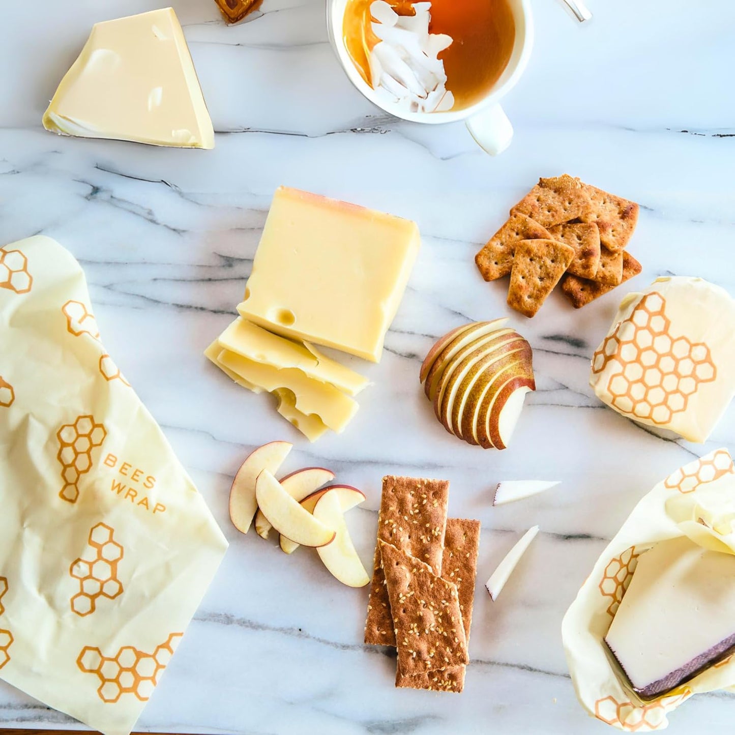 Bee's Wrap Beeswax Wraps for Food - Honeycomb Cut to Size 14x52" Wax Paper Roll - Made in USA Reusable Waxed Paper & Bowl Covers - Organic & Eco-Friendly Alternative to Aluminum Foil & Plastic Wrap