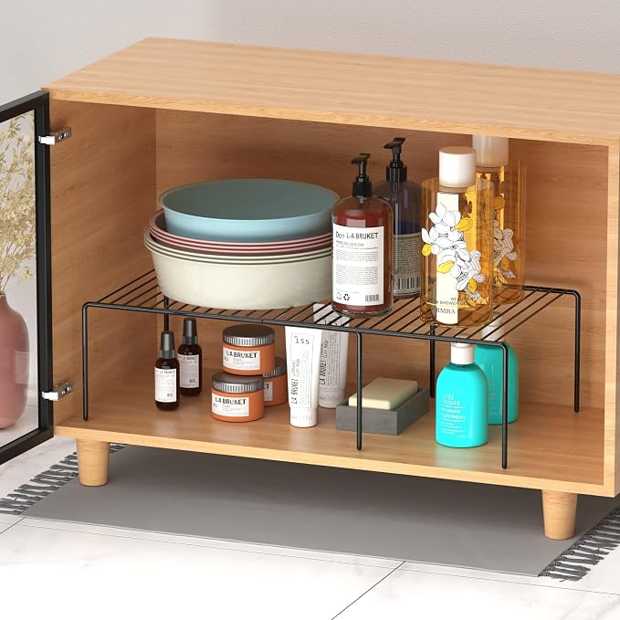 Redrubbit Expandable Shelf Rack, Rustproof Metal Storage Organizer for Kitchen, Fridge, Bathroom, Black - Image 5