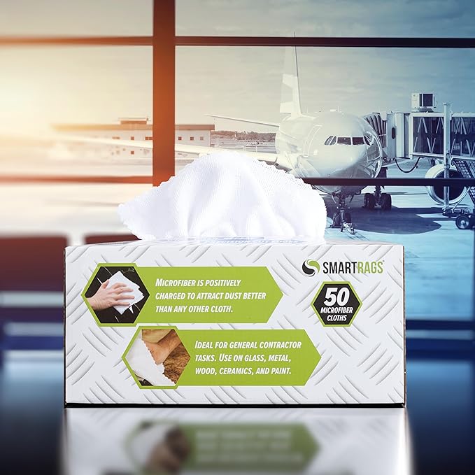 Arkwright Smart Rags Microfiber Cleaning Cloths, Pack of 50 in a Box, Lint Free 180 GSM Reusable Towels for Auto, Office and Household Cleaning, 12 x 12 in, White - Image 5