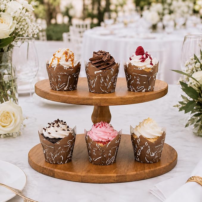Restaurantware-Premium 1.2-oz Baking Cups: Regular-Tulip Paper Baking Cups Perfect for Muffins, Cupcakes or Mini Snacks - Brown Chocolate Wisp Print Design - Disposable - 200-CT - Image 3