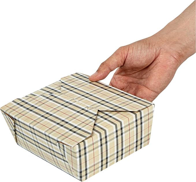 Restaurantware-Bio Tek 6.7 x 5.5 x 2.6 Inch Food Containers, 200 Durable Takeaway Boxes - Disposable, Sturdy, Plaid Paper 45 Ounce Takeout Boxes, Rectangle, For Takeouts And Delivery, Or Picnics - Image 14