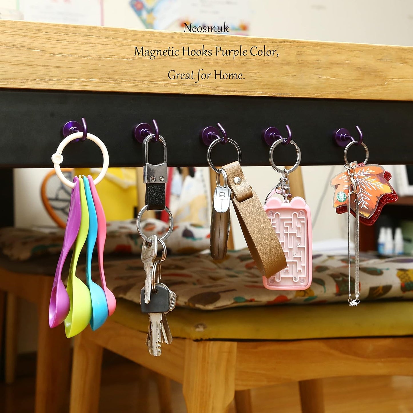 Neosmuk Magnetic Hooks, Cruise Ship Essentials, 30lb+ Heavy Duty Magnetic Hooks for Cruise Cabins, Refrigerator, Grill, Hanging, and Travel | Extra Strong Must-Haves Magnet Hook(Purple,Pack of 12)