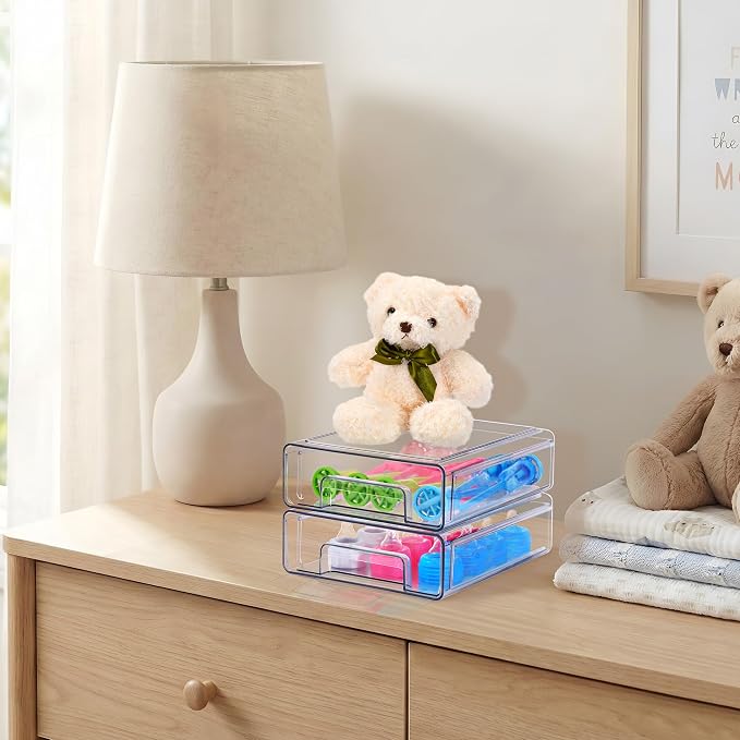 Sorbus Clear Stackable Storage Drawers with Handles (Medium, 4 Pack) - Image 4