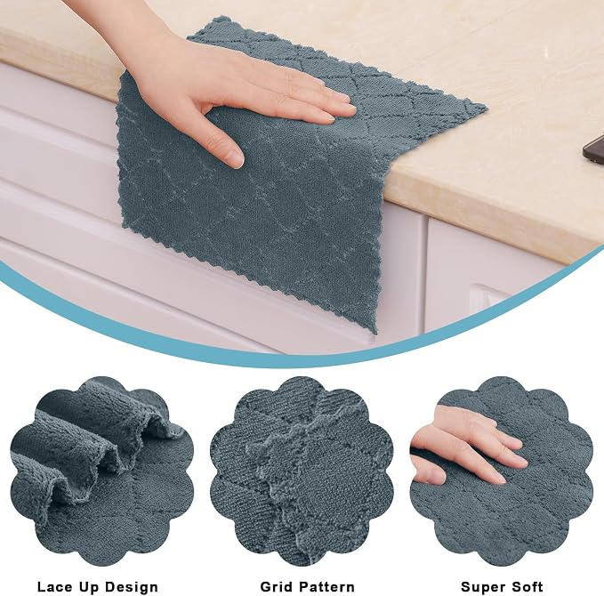 Homaxy Super Soft 16 Pack Coral Velvet Dish Cloths, 10" x 10", Dark Grey - Image 3