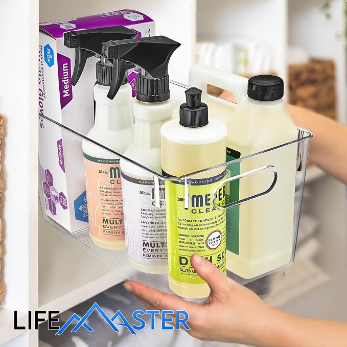 Lifemaster Stackable Refrigerator Bins - Set of 10 Large Capacity Organizers with Easy Grip Handles - Clear and Versatile for Kitchen Storage - Image 7