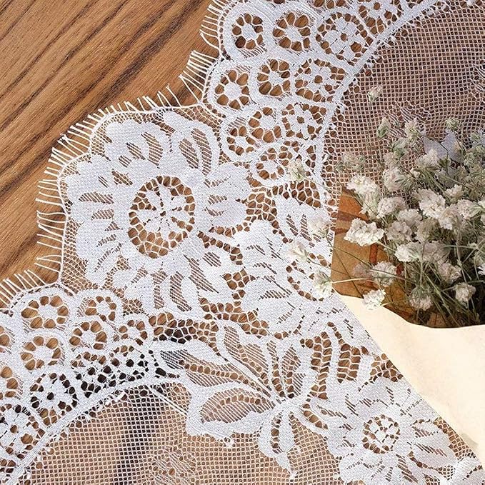 Hooqict 20 Pack White Lace Table Runner 14 x 120 Inch Boho Ivory Lace Table Runner for Rustic Wedding Party Reception Dinner Table Decorations Baby Shower Bridal Shower Embroidered Table Runners - Image 2