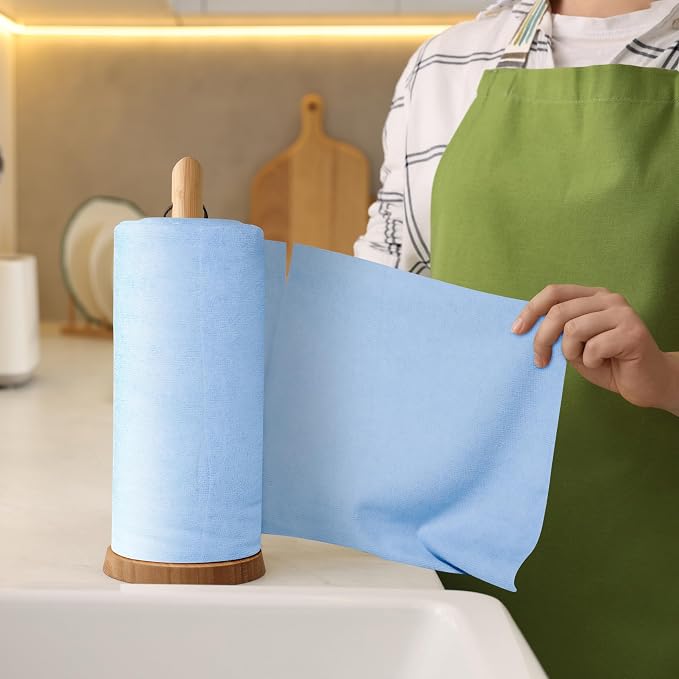 Enspire; 50-Count Premium Microfiber Towels on a Roll; 12" x 12", Blue (905006P2) (2 Rolls, 100 Towels) - Image 5