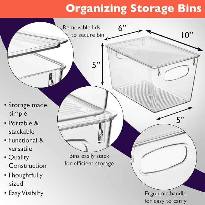ClearSpace Pantry Storage Bins with Lids for Kitchen & Fridge, 2 Pack | Clear storage bins with lids keep pantry, fridge, and cabinets organized while protecting food and maximizing storage space - Image 2
