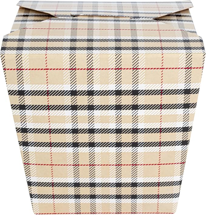 Restaurantware 26 oz Square Paper Plaid Noodle Take Out Container, 200 Pack - Image 12