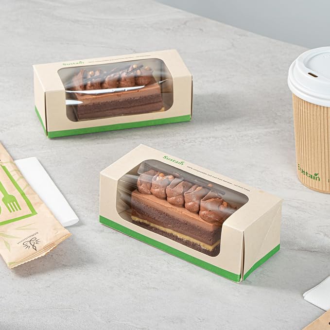 Restaurantware-Sustain 13 Ounce Sturdy Paper Take Out Boxes, 50 Disposable Take Out Food Containers - With PLA lining, Clear PLA Window, Bamboo Paper Containers, Compostable, Greaseproof - Image 3