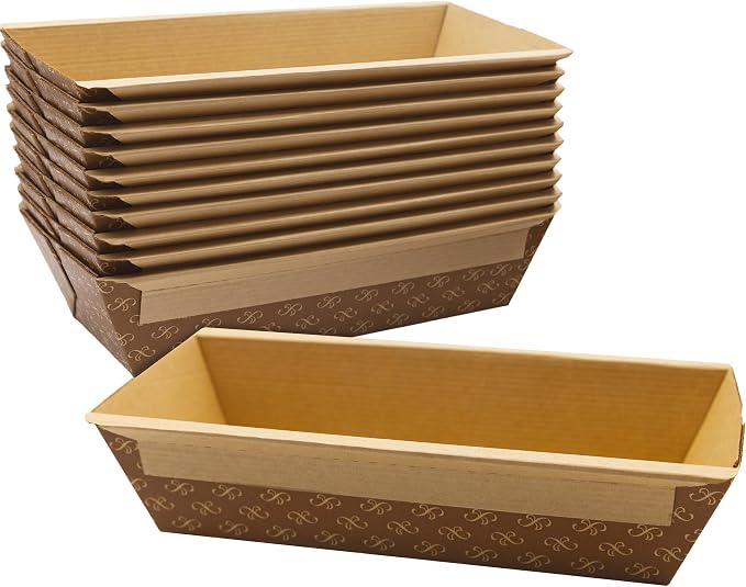 Chef-Grade Elegant 1Lb Paper Loaf Pans 10 Pk. Best Disposable Bakeable Kraft Pan Supply for Baking Bread, Small Meatloaf, Lemon Bundt Cake, Sweets for Holiday Gifts Bake Sales or Fundraiser. by FoodRestaurantSupplies
