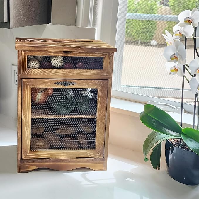 Ikee Design Free Assemble Wood Countertop Potato and Onion Storage Cabinet - Image 7
