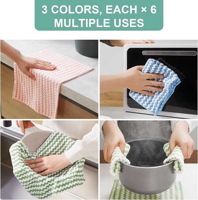 JOYMOOP Microfiber Cleaning Cloth, 5 PCS Kitchen Towels(10" x 10"), Absorbent Streak Free Lint Cleaning Cloths, Reusable and Washable Dish Rags with 12" and 10" Lazy Susan Organizer - Image 7