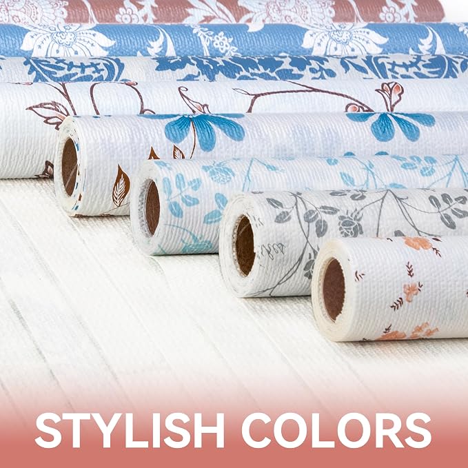 Shelf Liner,Non Adhesive Orange Floral Non Slip 18in x 8FT(4 Rolls) - Image 9