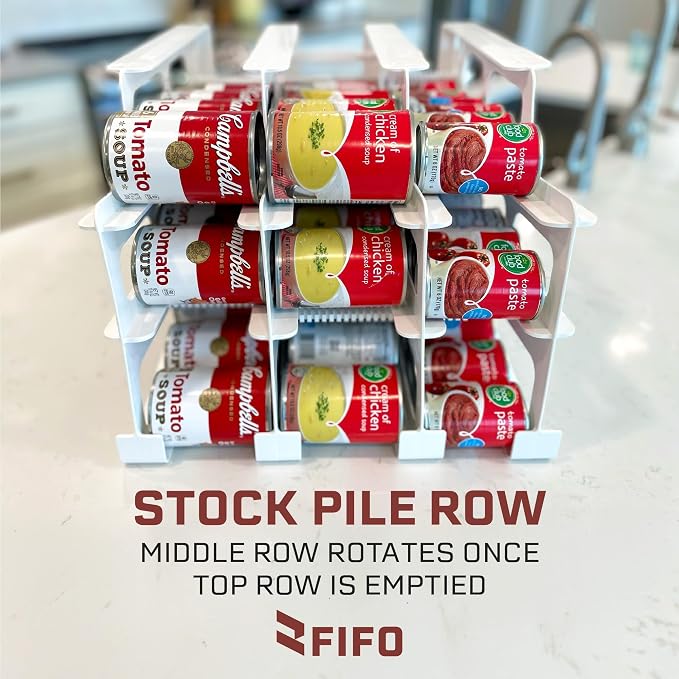 FIFO Can Tracker 3-Pack - 3-Tier Rotating Food Can Organizer for Pantry, Expandable Soda Can Storage for Kitchen, Holds 54 Cans of Food or Soda - Image 4