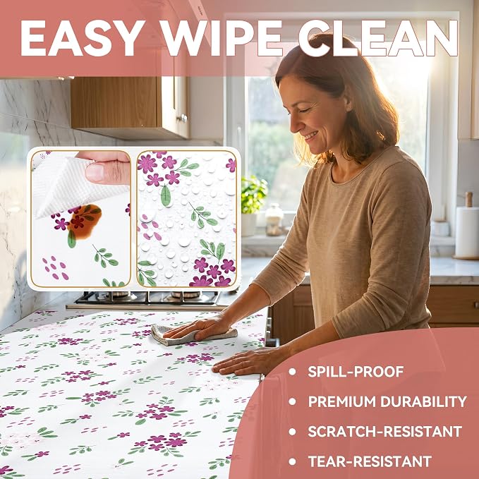 RAY STAR 18 Inch x 8 Ft Shelf Liner for Kitchen Cabinets, Non-Adhesive Cabinet Liner Washable, Drawer Liner for Dresser Non-Slip Bathroom [White Pink Floral](2 Rolls) - Image 4
