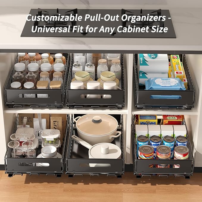PureBox Pull Out Cabinet Organizer,Deep Storage for pantry,kitchen cabinets - Image 5