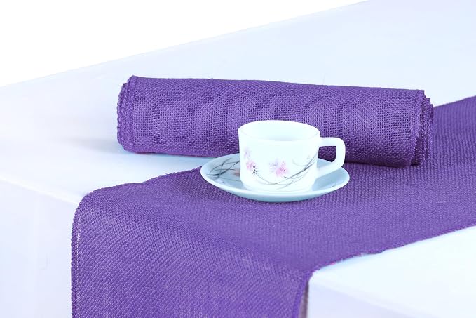 MDS® Pack of 25 Natural Burlap Table Runner, 12 x 72 Inch, Jute Rustic Farmhouse Boho Table Decor for Wedding Reception, Dining Table, Bridal Shower, Baby Shower & Party Decorations - Lavender by MDS