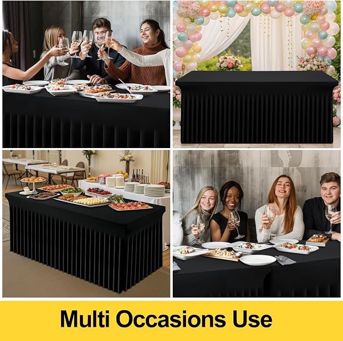 Smiry 2 Pack Spandex Elastic Fitted Table Cloth Skirt for 4FT Table - Image 7