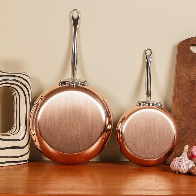 Mauviel M'Heritage 150 S 1.5mm Polished Copper & Stainless Steel Saute Pan With Lid and Cast Stainless Steel Handle, 5.9-qt, Made In France - Image 4