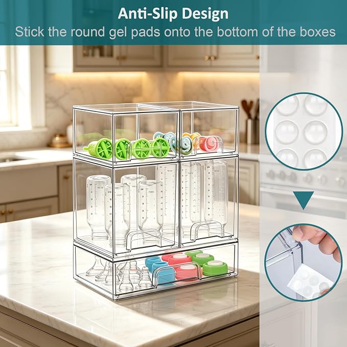 Baby Bottle Organizer for Countertop Food-grade Acrylic Storage for Cabinet - Image 4