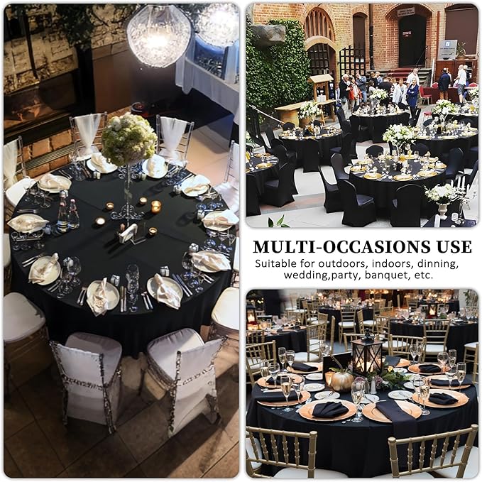 8 Packs 108 Inch Black Round Tablecloths - Image 6