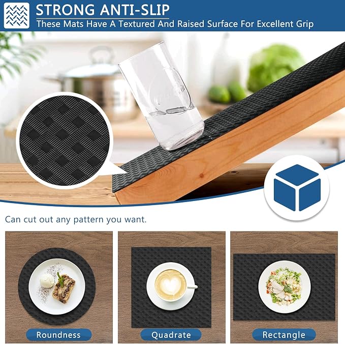 Self Adhesive Shelf Liner, 11.8"W x 157.5"L Contact Paper for Cabinet Black - Image 5