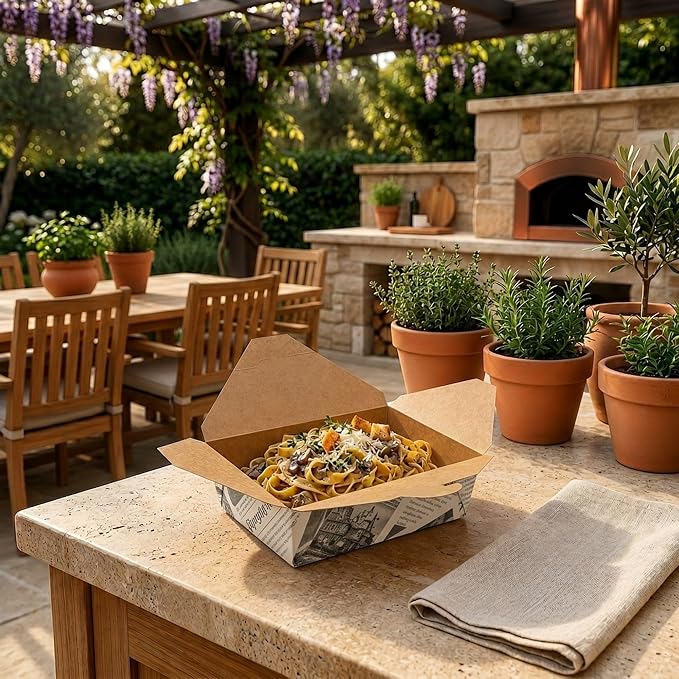 Restaurantware Bio Tek 8.5 x 6.3 x 2.5 Inch Food Containers 200 Durable Noodle Boxes - Disposable Sustainable Newsprint Paper 17-Ounce Takeout Boxes Rectangle For Takeouts Or Picnics - Image 4