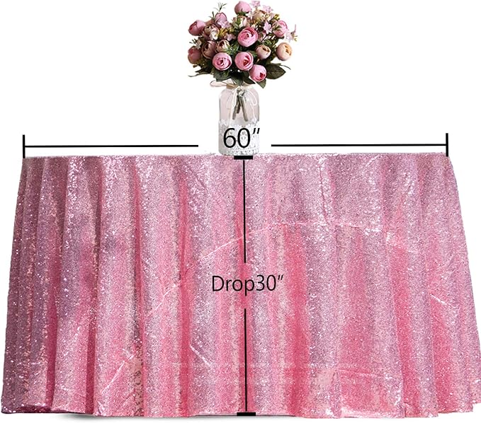 JYFLZQ Pink Sequin Tablecloth, Glitter Party Table Cover 120 Inch Round - Image 7