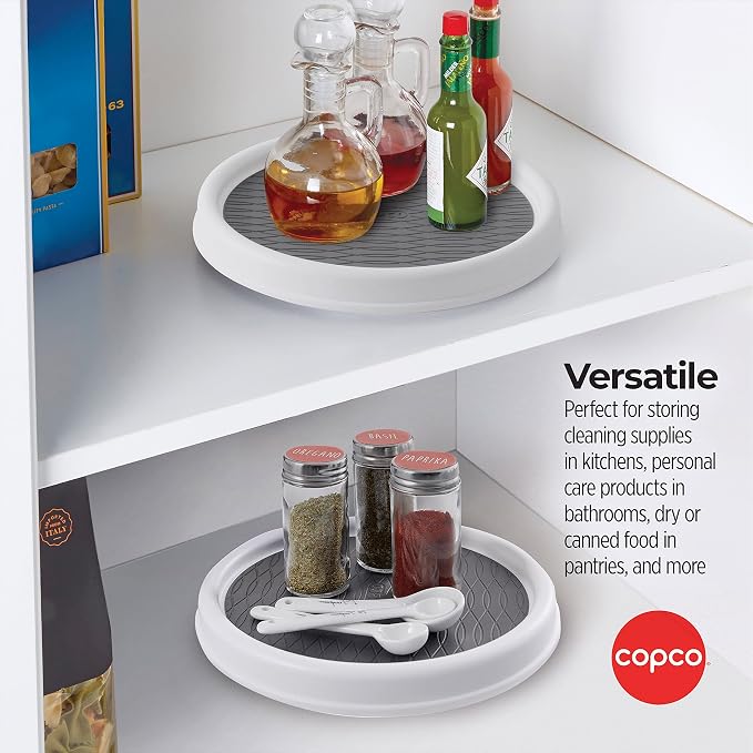 Copco Lazy Susan Turntable Organizer Set of 2, 9 Inch Rotating Cabinet and Pantry Storage, Nonslip Surface with Outer Rim, Wipe Clean - Image 6