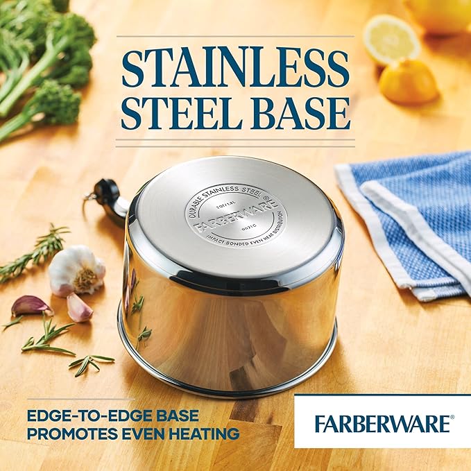 Farberware Classic Series Double Boiler and Saucepan with Lid, 2 Qt - Image 4