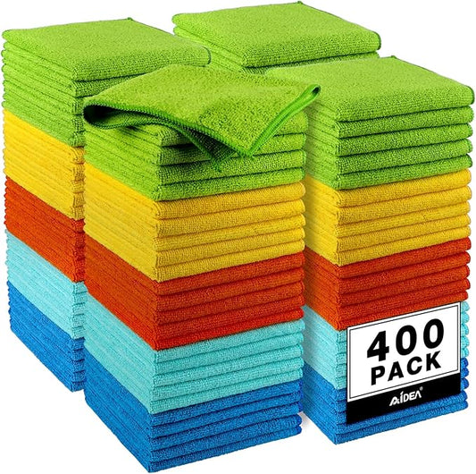 AIDEA Microfiber Cleaning Cloth-400PK, Microfiber Towels for Cars,12×12" by AIDEAHOME