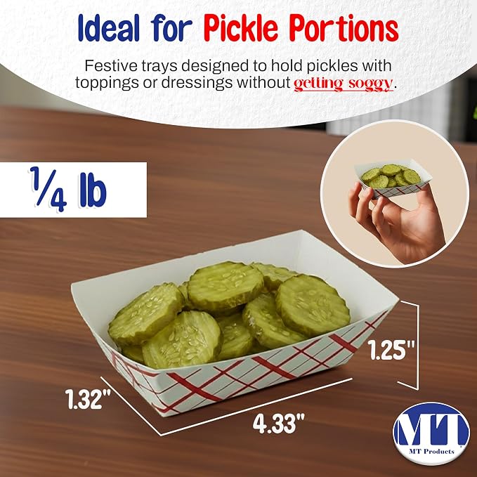 MT Products Plaid Charcuterie Trays 1/4 lb. - Disposable Paper Food Tray (Pack of 100) - Made in The USA - Image 2