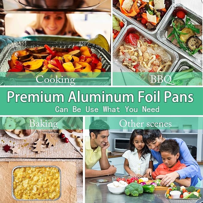 WANBAO 8.3"x6.2" 2.25LB Disposable Tin Foil Pans with Lids, 100 PACK | Aluminum Pans To Go Containers for Cooking, Baking, Catering Party Meal Prep, Take Out - Image 6