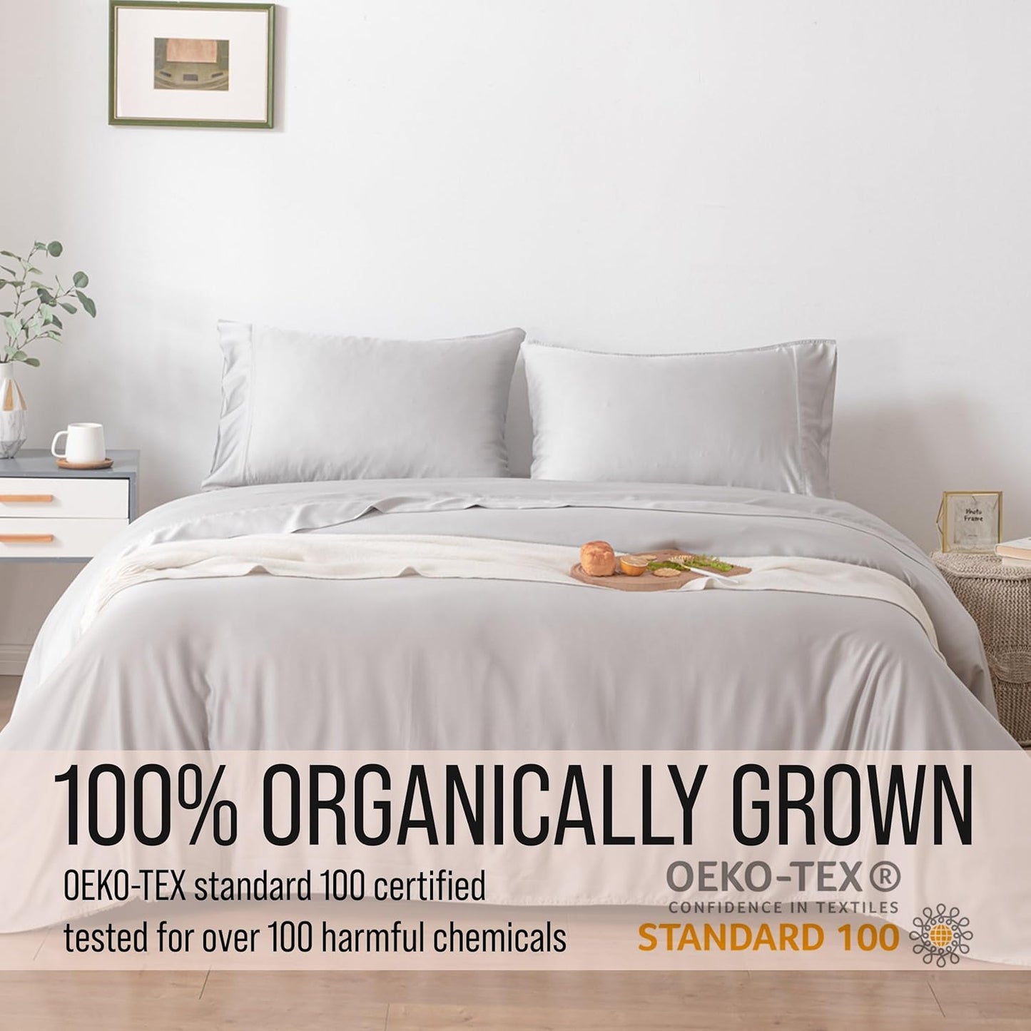 Bella Coterie Luxury Bamboo Viscose King Size Sheet Set | 100% Organically Grown | Ultra Soft | Cooling for Hot Sleepers | 18" Deep Pocket [Grey Mist]