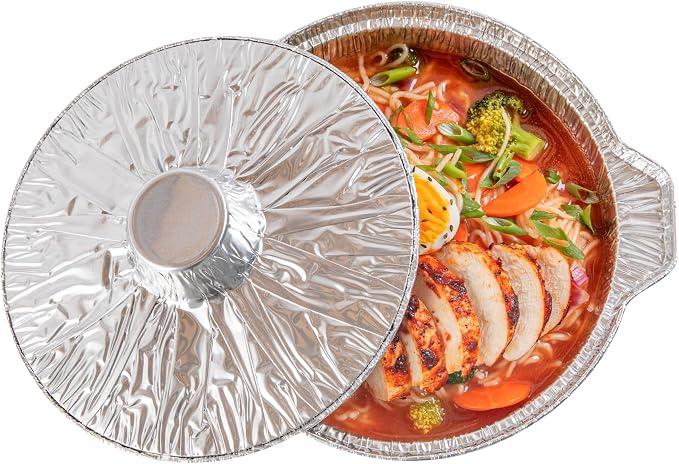 Foil Lux 60 Ounce Pans And Lids, 100 Disposable Pots With Lids - Oven-Ready, Stove Compatible, Aluminum Foil Baking Pans, Freezable, For Outdoor Camping, Vacation, Picnic, And More - Restaurantware - Image 10