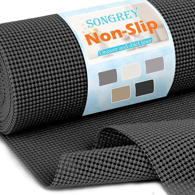 Songrey Non-Slip Shelf Cabinet and Drawer Liner, 23.6IN x 20FT, Black by Unknown
