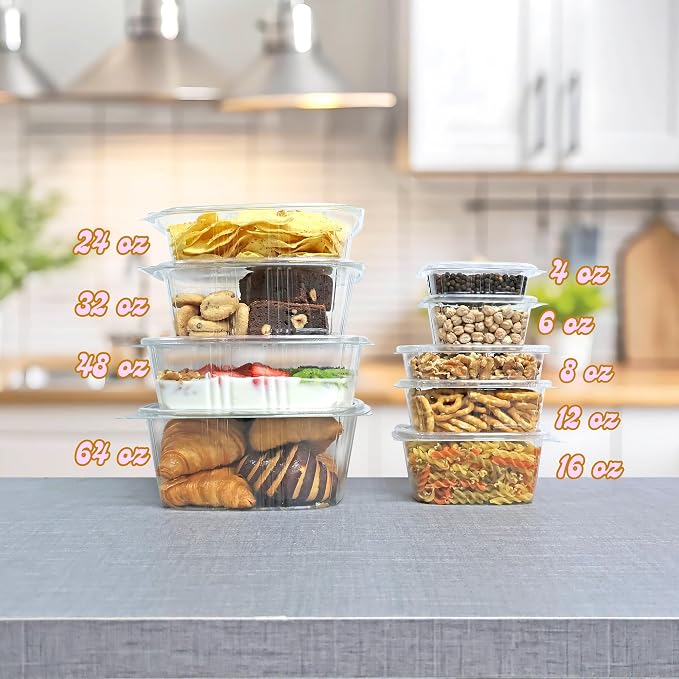 4oz RPET Clear Hinged Lid Deli Container- 400Pcs - Image 5