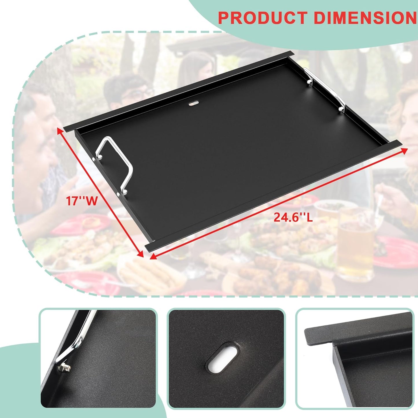 463365021 Full Size Griddle Insert for Charbroil Performance 4 Burner Grill 463365522 463354021 463352521 Parts Carbon Steel Flat Top Griddle Plate for Charbroil G426-0004-W1 G426-0005-W1 17''x 24.6''