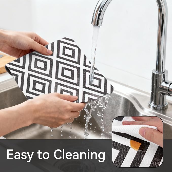 FIFTY FEET 12"x120" Non-Adhesive Shelf Liner for Kitchen Cabinets and Drawers, Washable Non-Slip PVC Cabinet Liner (Black Plaid)(10 Roll) - Image 4