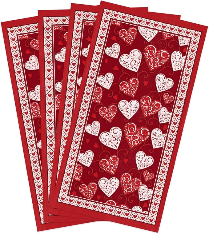 Smile Sunflower Kitchen Towels,Microfiber Cleaning Cloths, Valentine's Day Red Love Heart Soft Dish Towels for Kitchen, Pack of 4 Absorbent Reusable Dish Towels,Tea Towels,Bar Towels,18x28 Inch by Smile+Sunflower