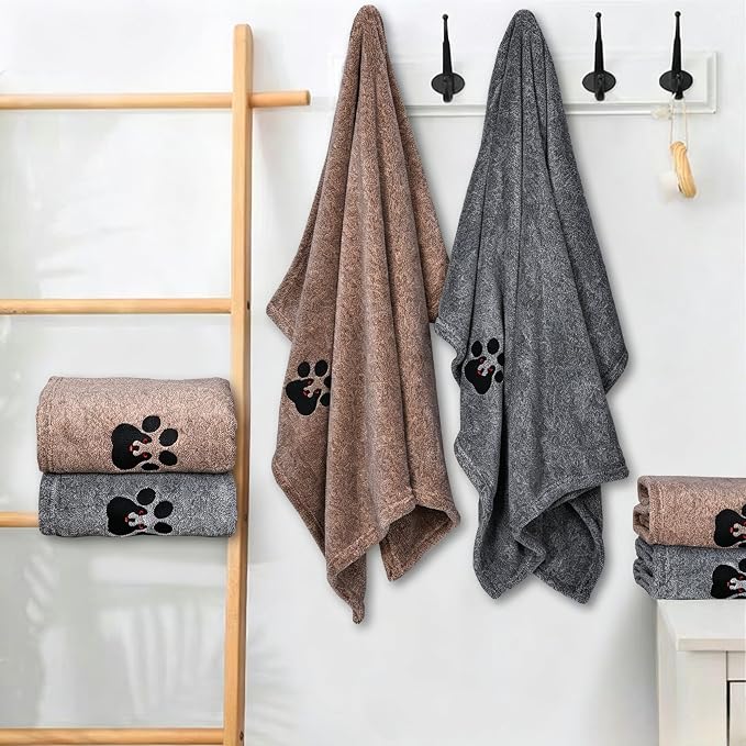 Dogvingpk Dog Towels for Drying Dogs 2 Pack - Super Absorbent Soft Quick Dry Microfiber Pet Bath Towel for Medium & Small Dogs, 36 * 28 Inch Black and Brown - Image 3